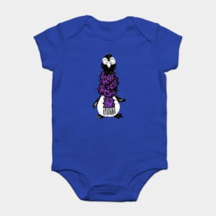 Adorable Penguin with a Very Fuzzy Itchy Scarf Baby Bodysuit